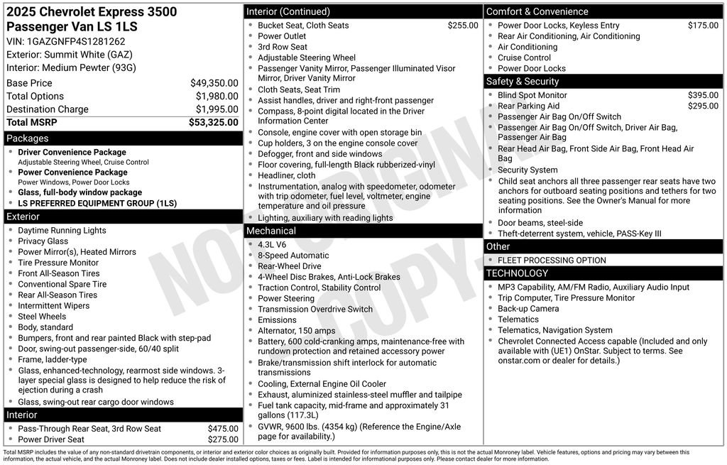 Certified 2025 Chevrolet Express 3500 LS