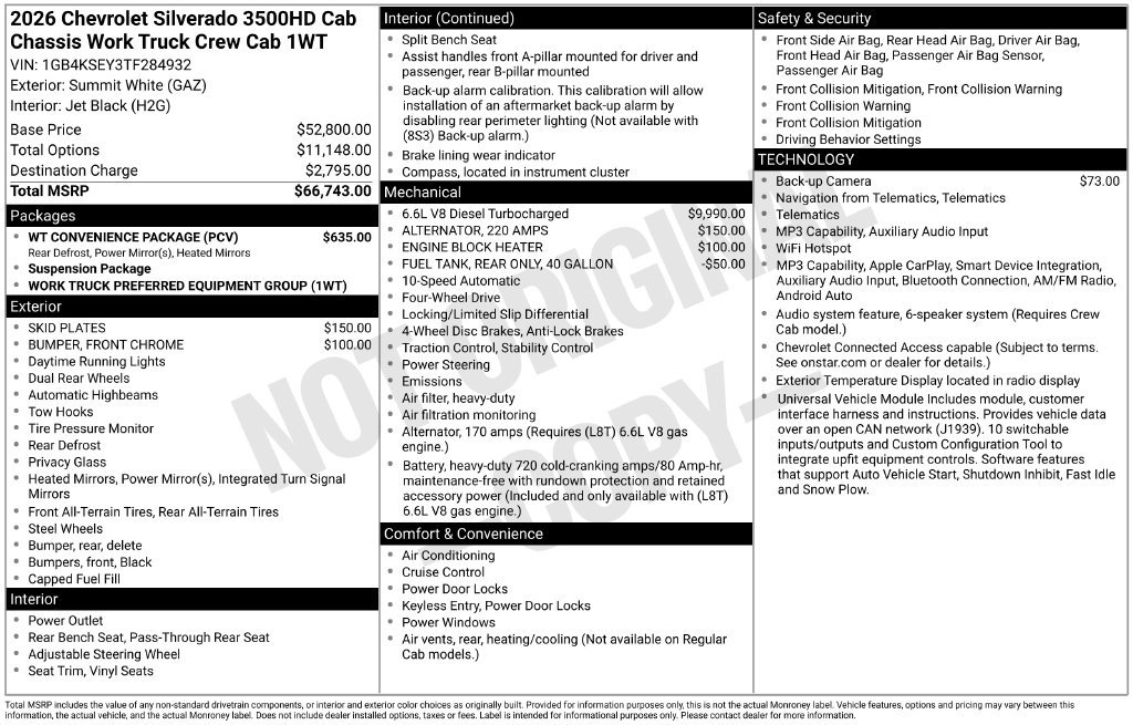 New 2026 Chevrolet Silverado 3500 W/T w/ WT Convenience Package AWD/4WD image 4
