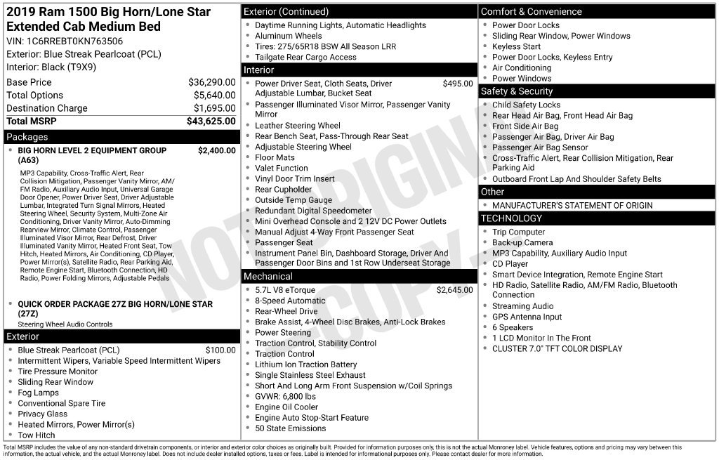 Used 2019 RAM 1500 Big Horn RWD image 3