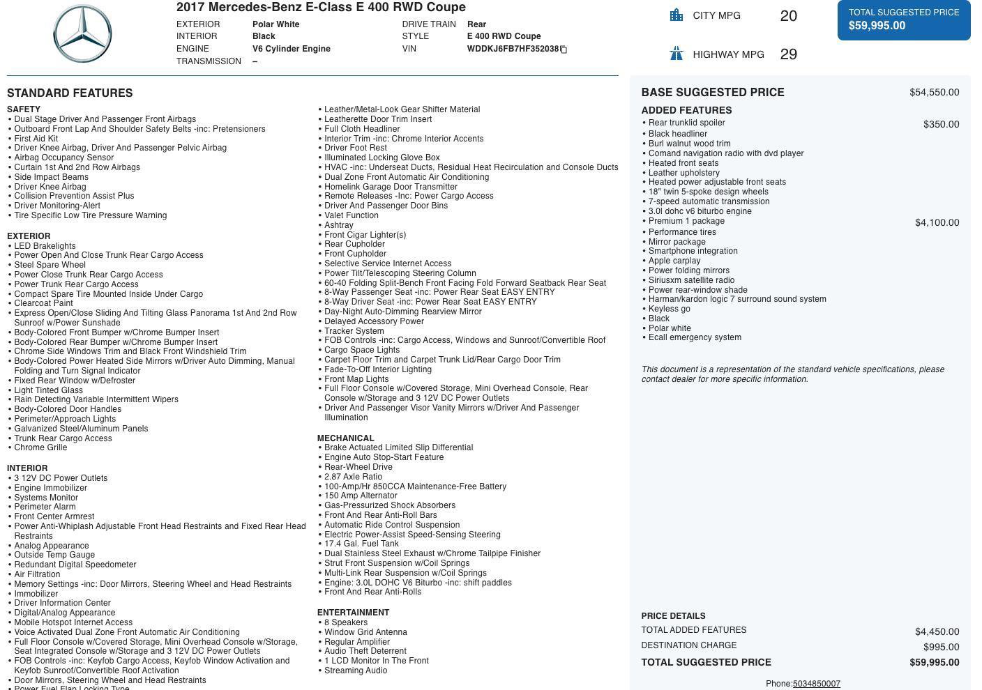 Used 2017 Mercedes-Benz E 400 Coupe w/ Premium 1 Package image 5