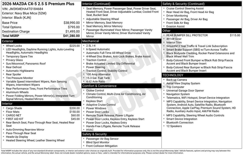 New 2026 MAZDA CX-5 2.5 S w/ Premium Plus Package AWD/4WD image 10