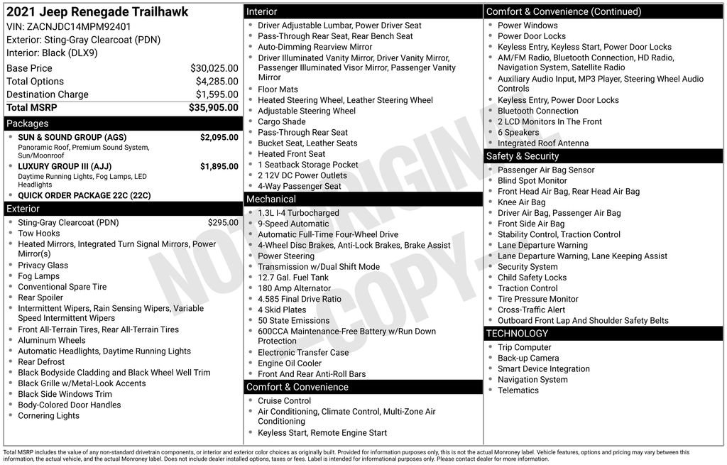 Used 2021 Jeep Renegade Trailhawk w/ Sun & Sound Group image 6