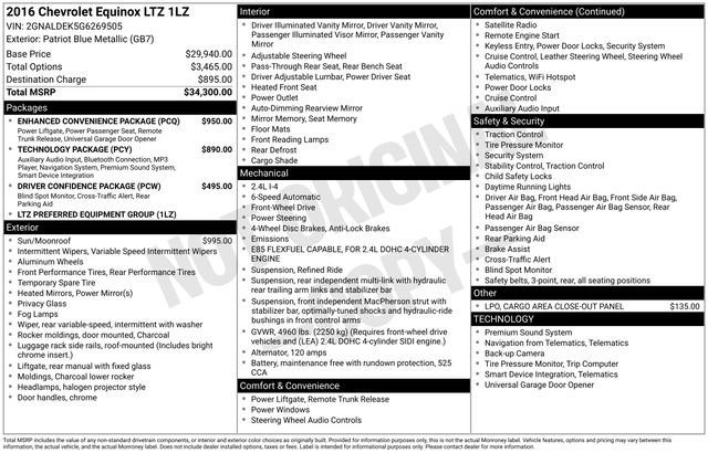 Used 2016 Chevrolet Equinox LTZ w/ Enhanced Convenience Package image 5