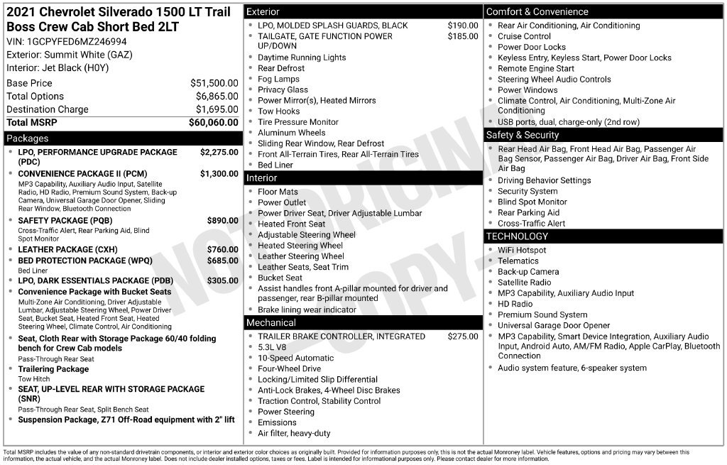 Used 2021 Chevrolet Silverado 1500 LT Trail Boss AWD/4WD image 65