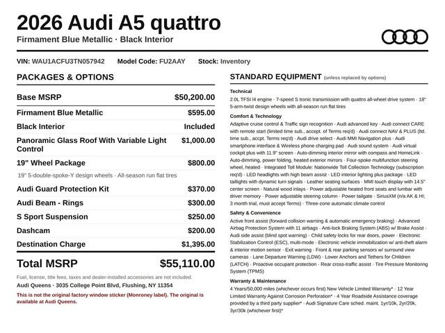 New 2026 Audi A5 2.0T Premium Plus AWD/4WD image 16