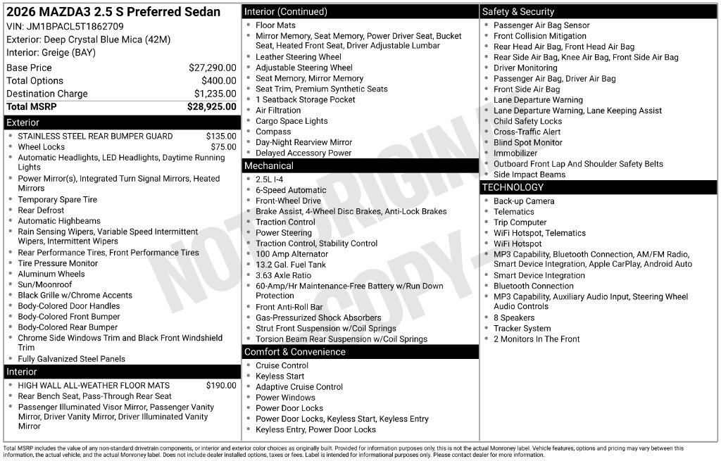 Certified 2026 MAZDA MAZDA3 2.5 S Sedan w/ Preferred Pkg FWD image 15