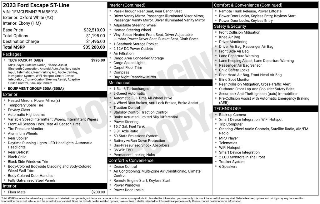 Certified 2023 Ford Escape ST-Line w/ Tech Pack #1 AWD/4WD image 31