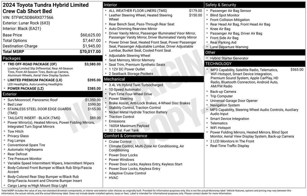 Used 2024 Toyota Tundra Limited w/ TRD Off-Road Package AWD/4WD image 2