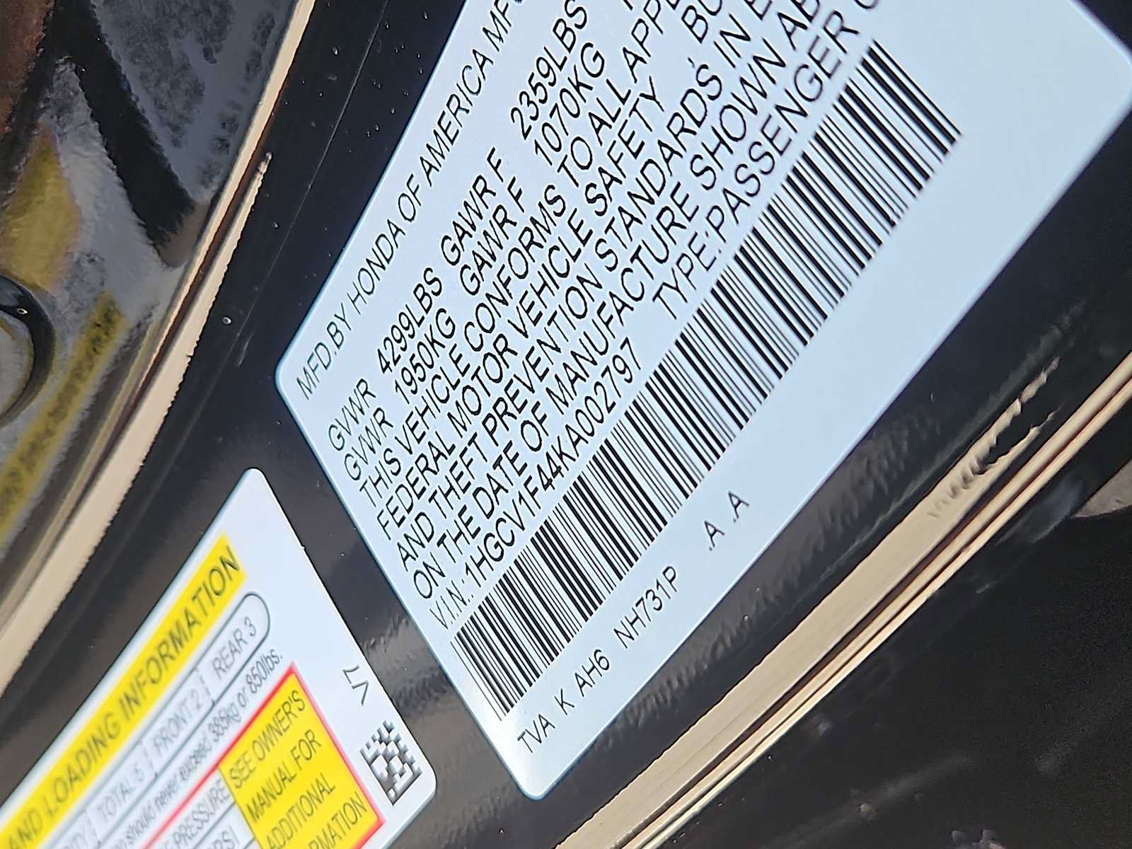 Certified 2019 Honda Accord EX image 12