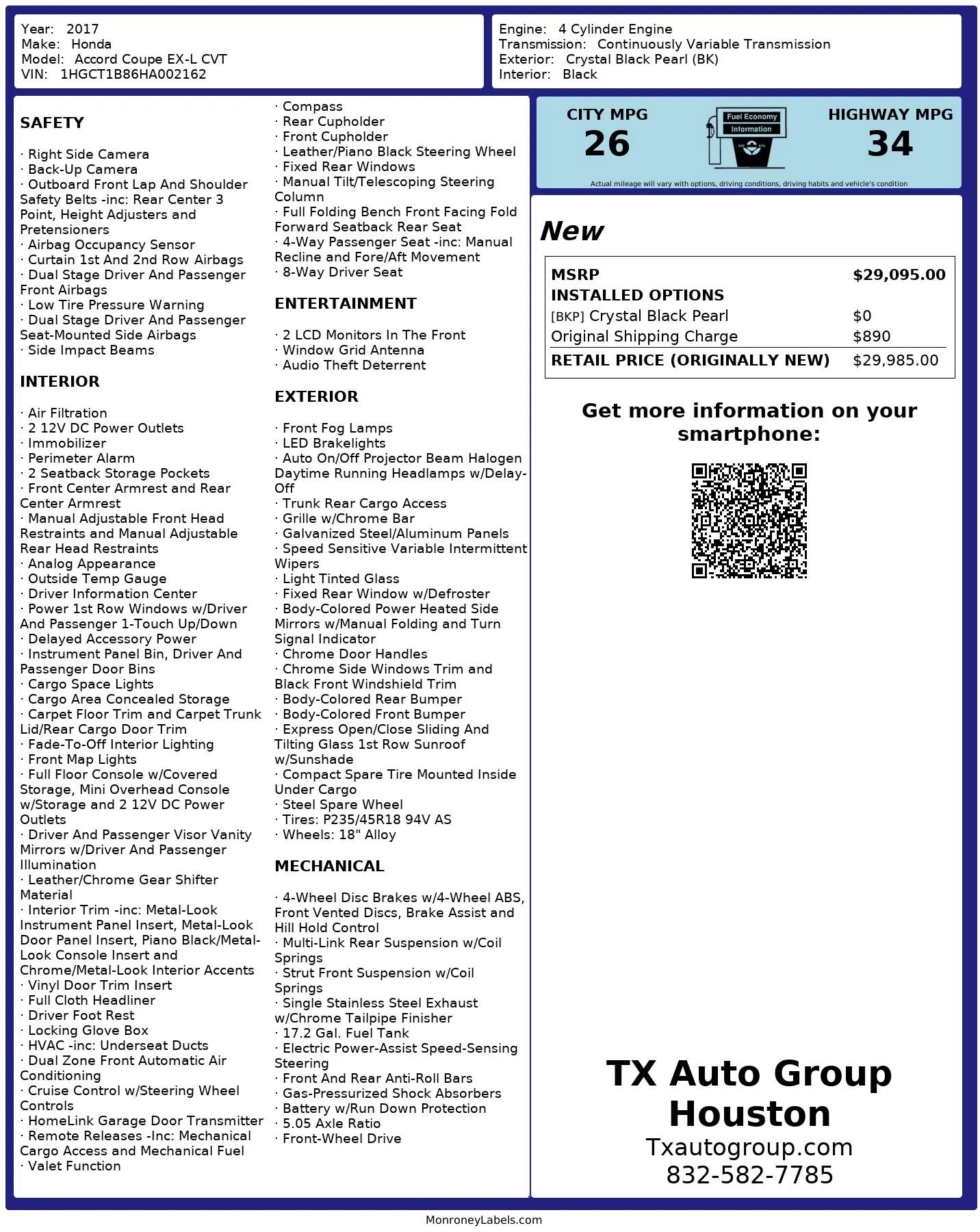 Used 2017 Honda Accord EX-L image 3