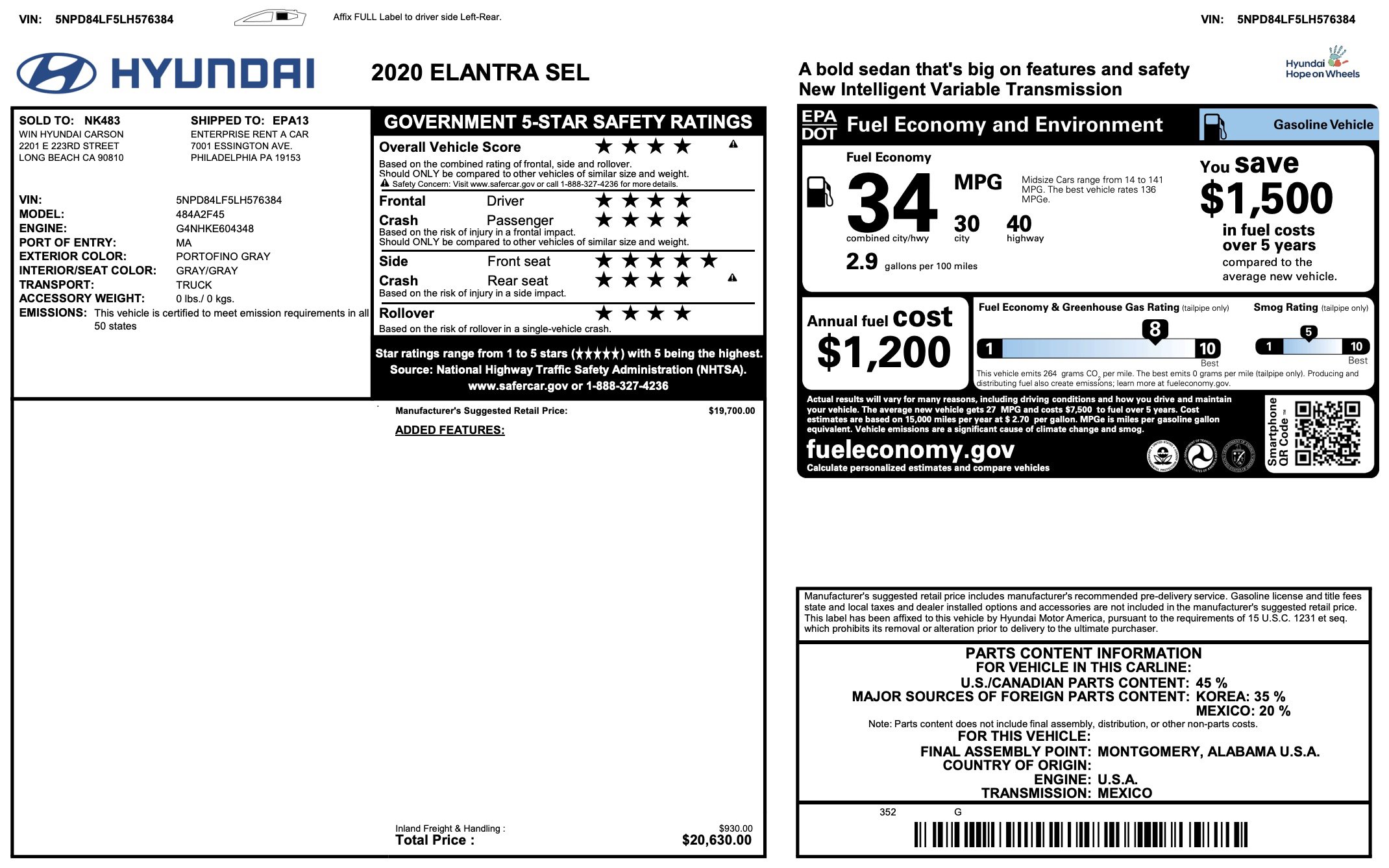 Used 2020 Hyundai Elantra SEL image 3