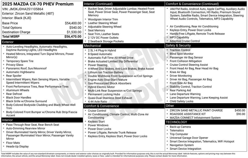 Certified 2025 MAZDA CX-70 Plug-In Hybrid w/ Premium Pkg image 43
