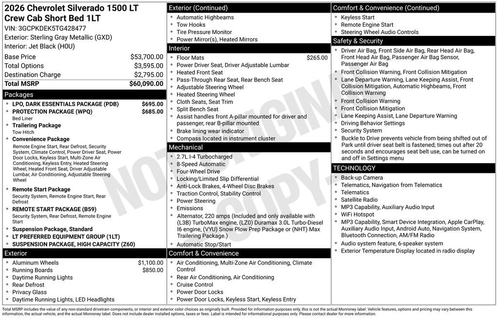 New 2026 Chevrolet Silverado 1500 LT w/ LPO, Dark Essentials Package AWD/4WD image 3
