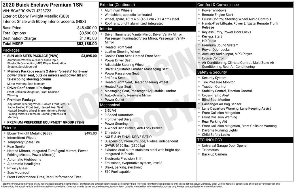 Used 2020 Buick Enclave Premium w/ Sun and Sites Package image 39