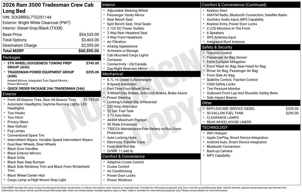 New 2026 RAM 3500 Tradesman AWD/4WD image 6