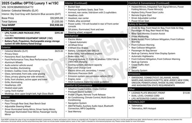 New 2025 Cadillac Optiq Luxury 1 w/ LPO, Floor Liner Package image 1