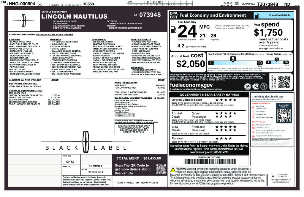 New 2026 Lincoln Nautilus Black Label AWD/4WD image 4