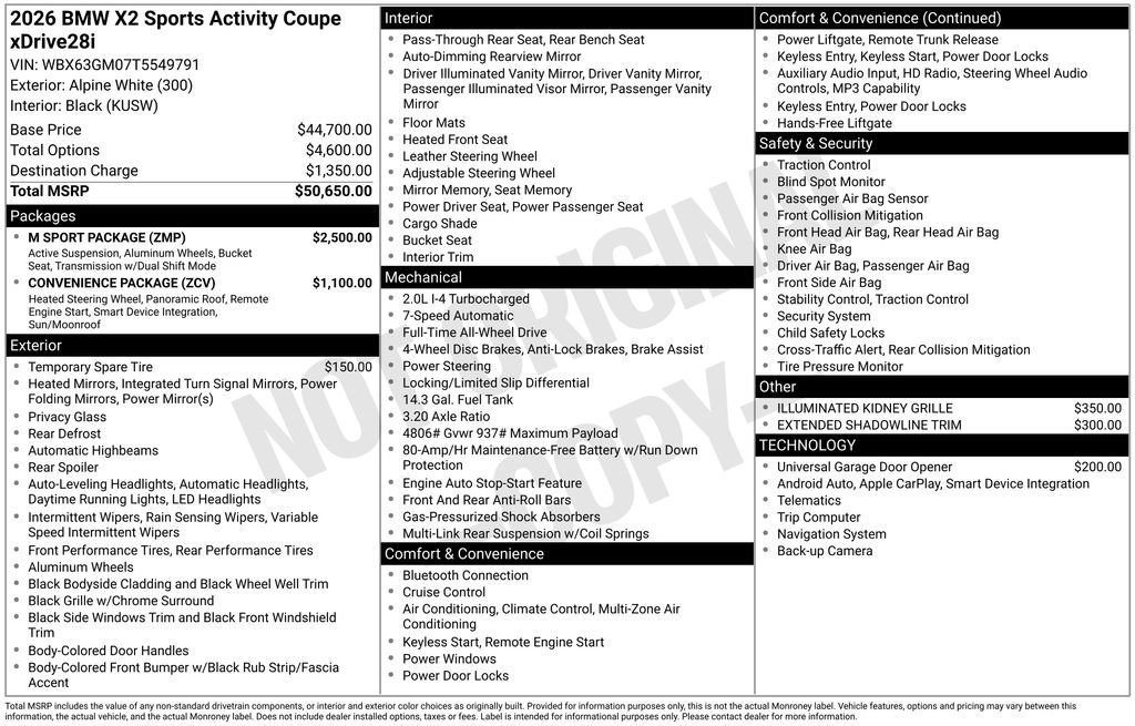 Used 2026 BMW X2 xDrive28i w/ M Sport Package AWD/4WD image 11
