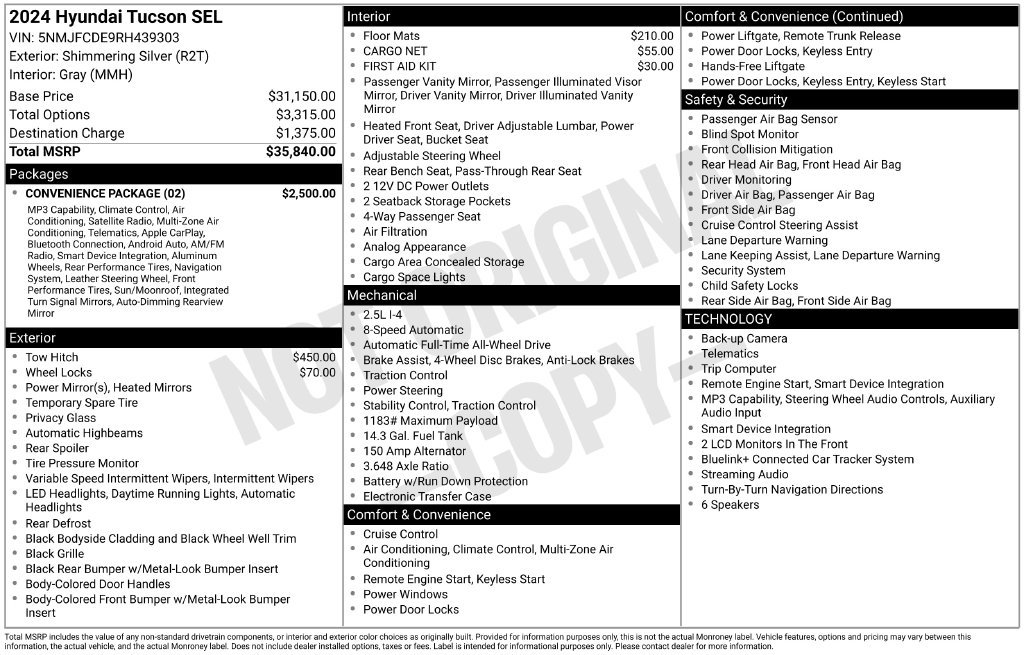 Used 2024 Hyundai Tucson SEL w/ Convenience Package AWD/4WD image 32