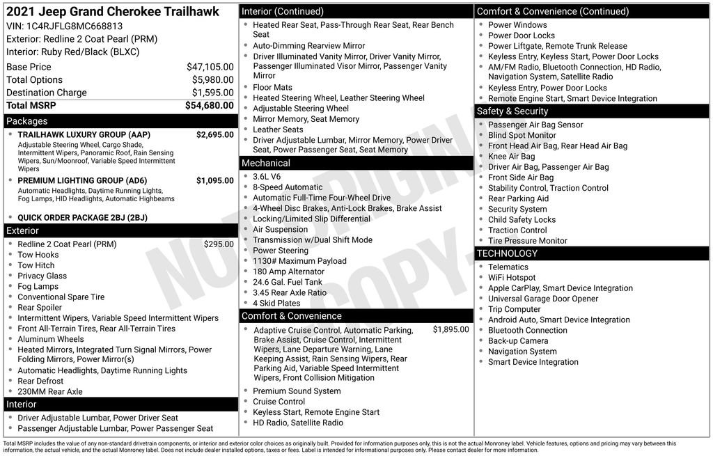 Used 2021 Jeep Grand Cherokee Trailhawk w/ Trailhawk Luxury Group image 35