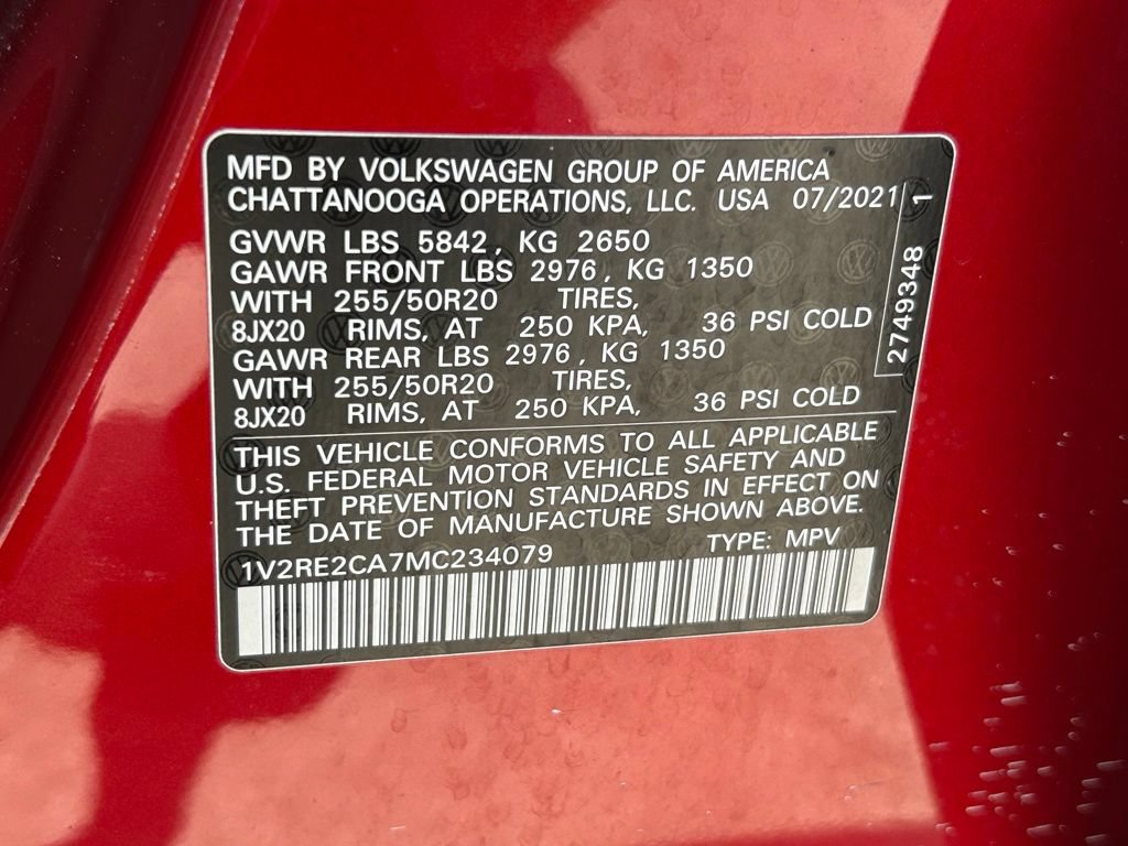 Certified 2021 Volkswagen Atlas Cross Sport SE AWD/4WD image 52