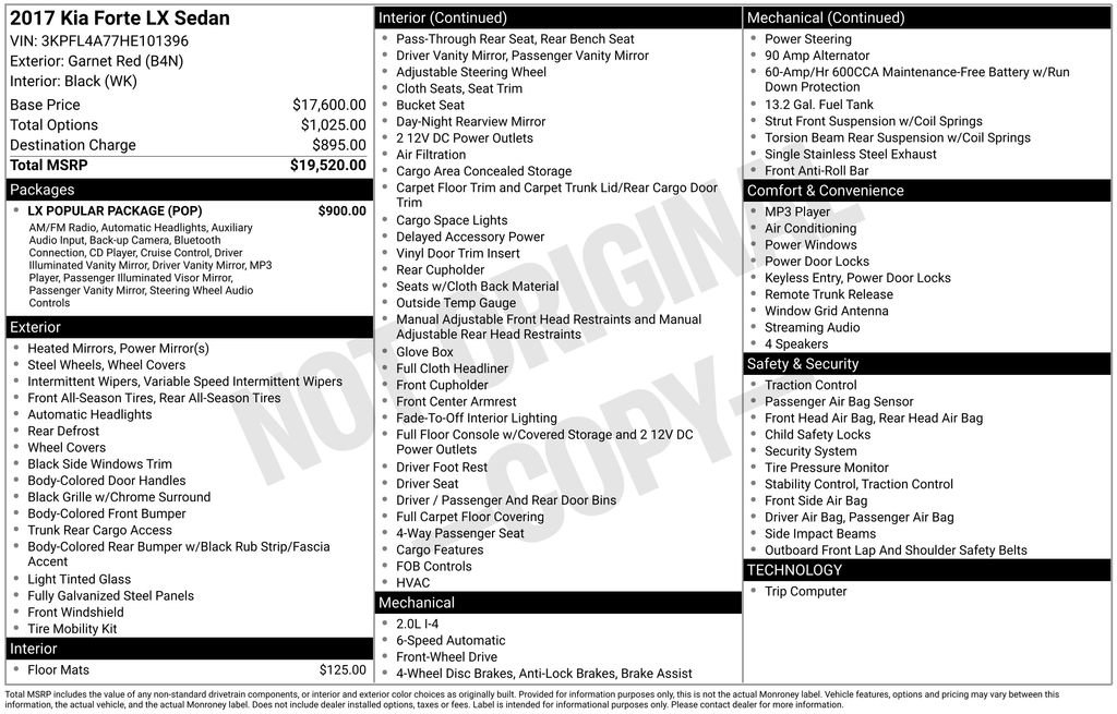 Used 2017 Kia Forte LX w/ LX Popular Package image 2