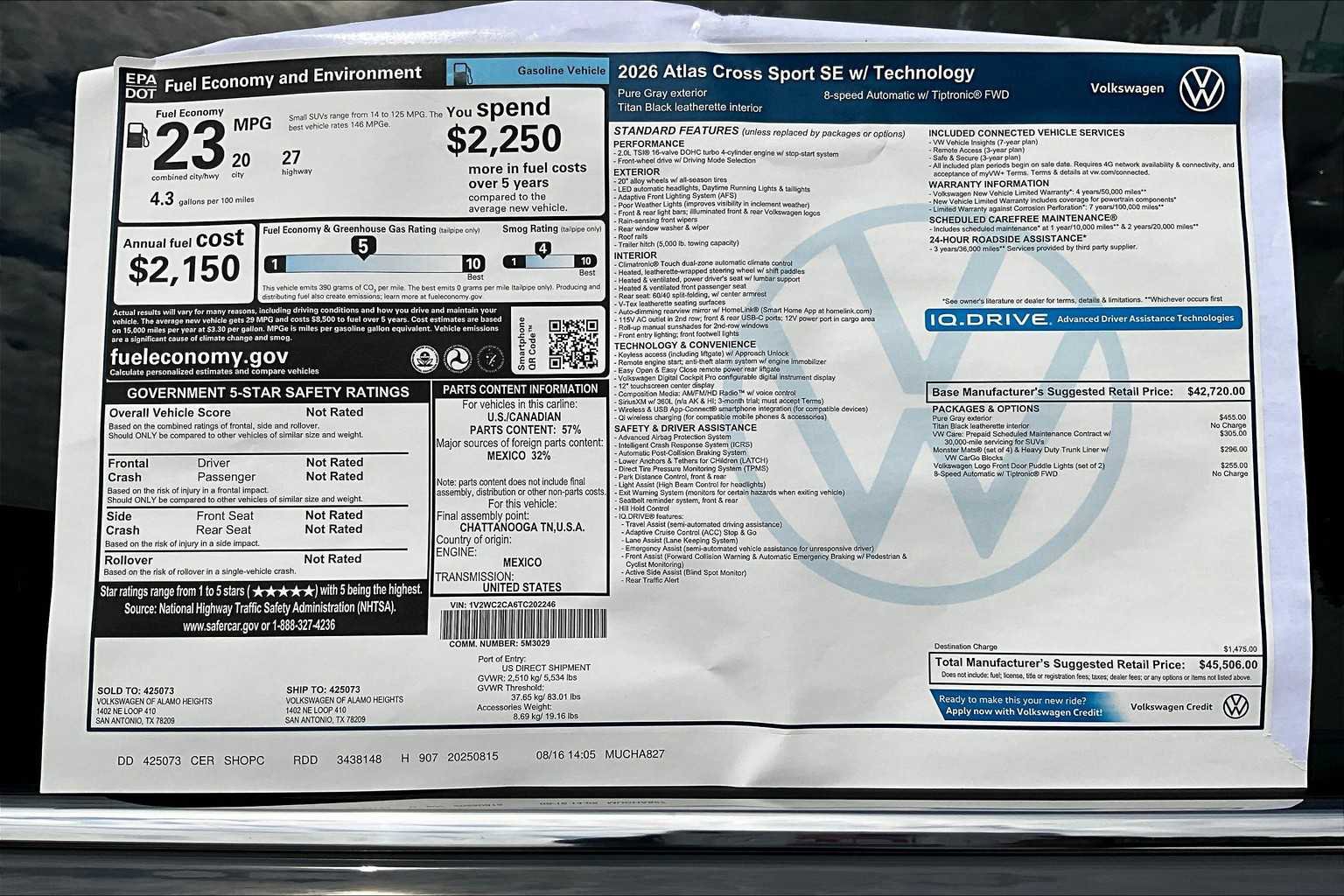 New 2026 Volkswagen Atlas Cross Sport SE image 19