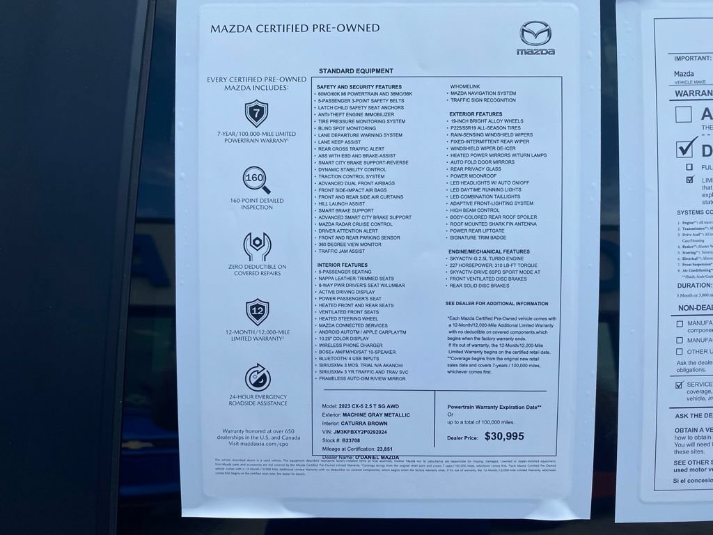 Certified 2023 MAZDA CX-5 Signature AWD/4WD image 28