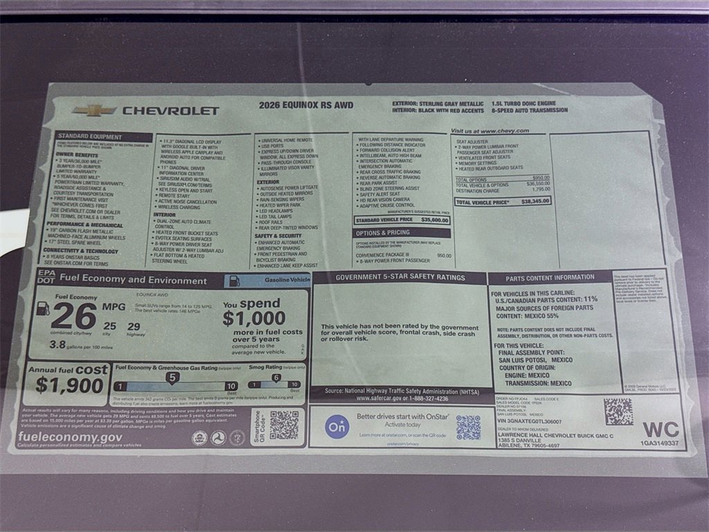 New 2026 Chevrolet Equinox RS w/ Convenience Package III image 20