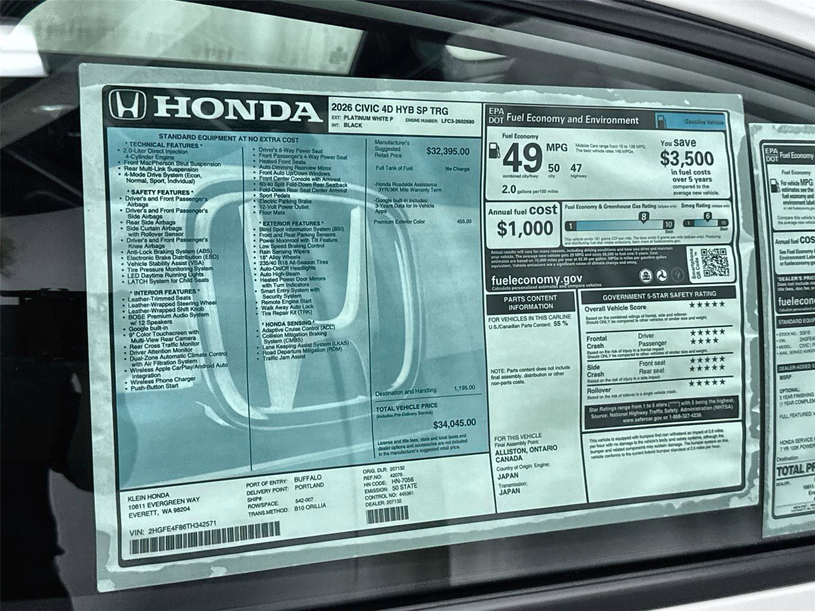New 2026 Honda Civic Sport Touring image 33