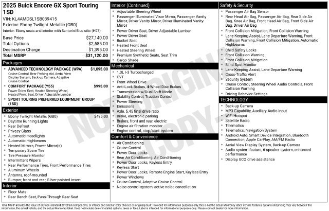 Certified 2025 Buick Encore GX Sport Touring w/ Advanced Technology Package FWD image 7