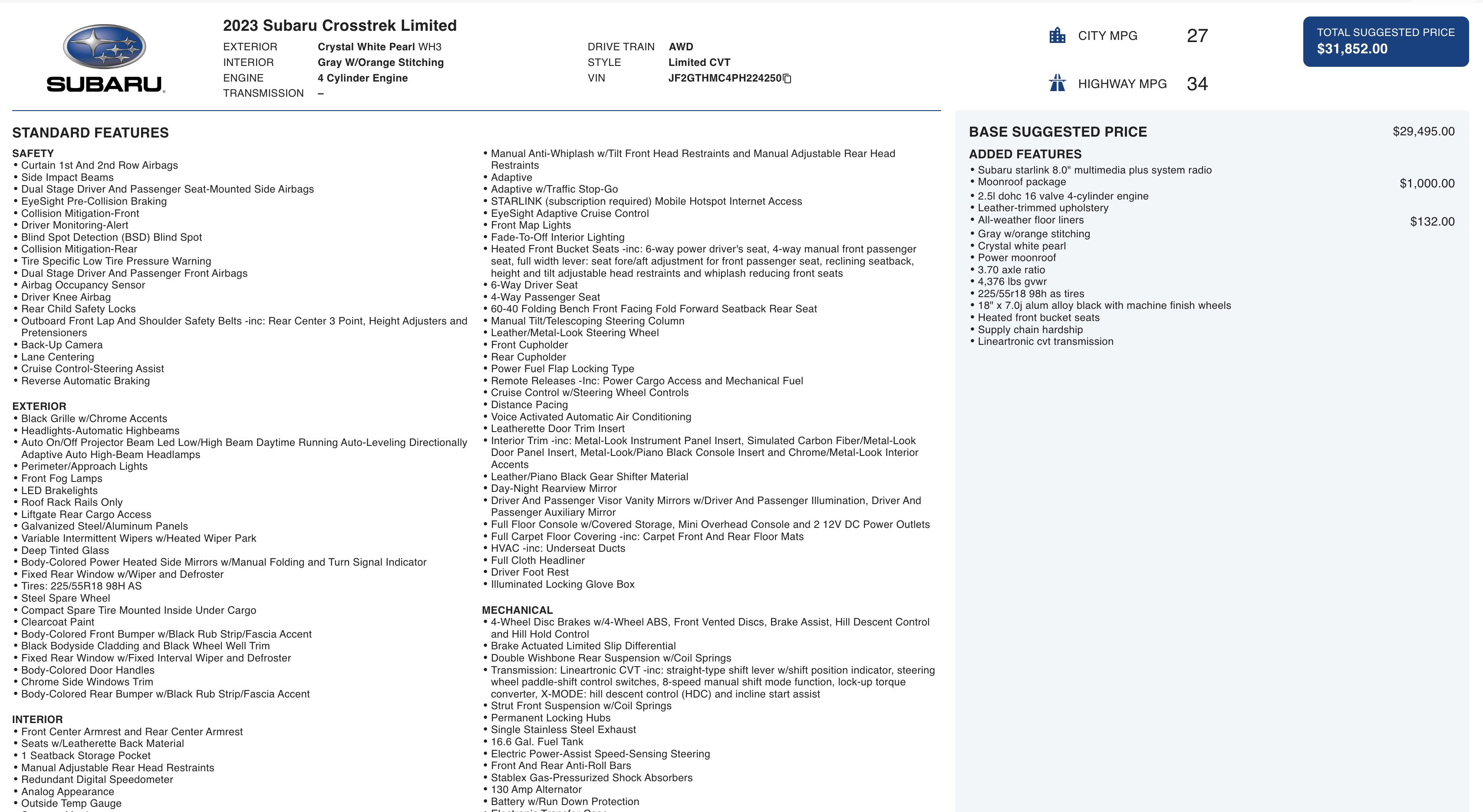 Used 2023 Subaru Crosstrek 2.5i Limited w/ Moonroof Package image 5