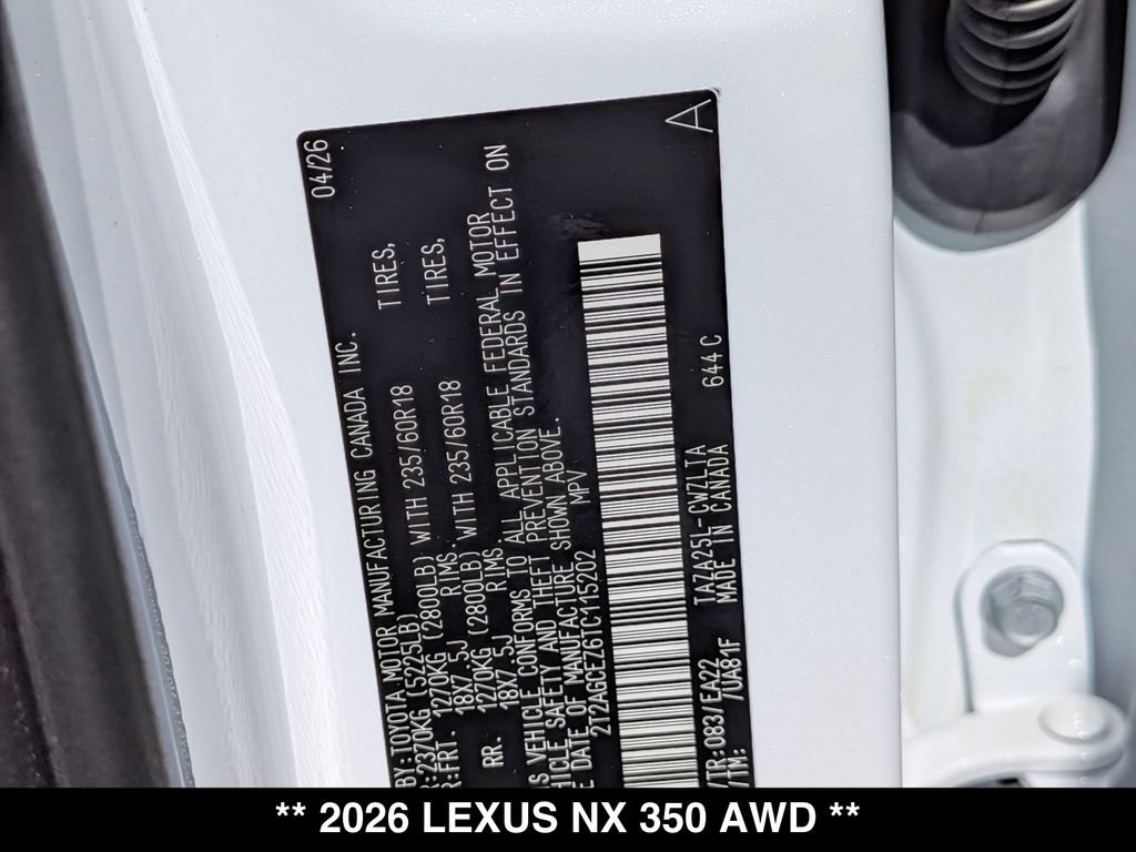 New 2026 Lexus NX 350 AWD w/ Accessory Package (2T) image 18