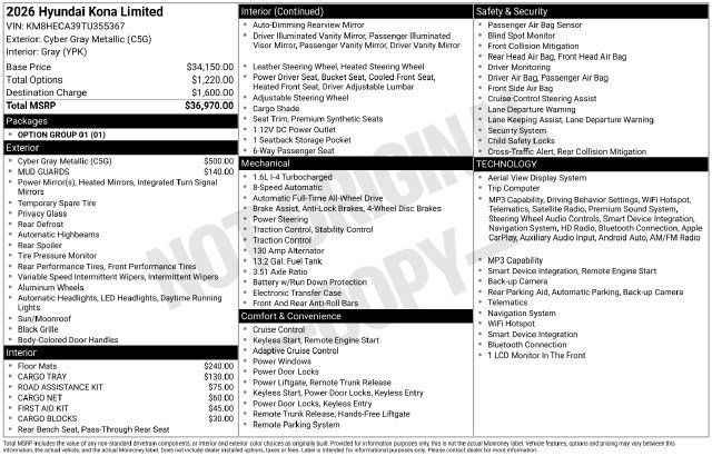 Certified 2026 Hyundai Kona Limited AWD/4WD image 23