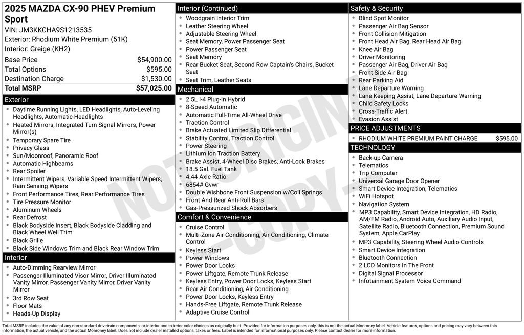 Used 2025 MAZDA CX-90 Plug-In Hybrid w/Premium Sport AWD/4WD image 6