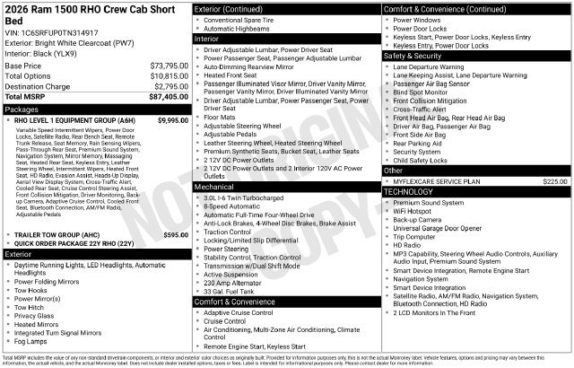 Used 2026 RAM 1500 RHO w/ RHO Level 1 Equipment Group AWD/4WD image 16