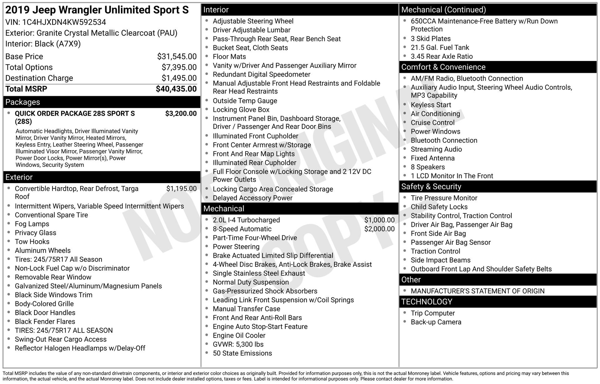 Used 2019 Jeep Wrangler Unlimited Sport S image 3