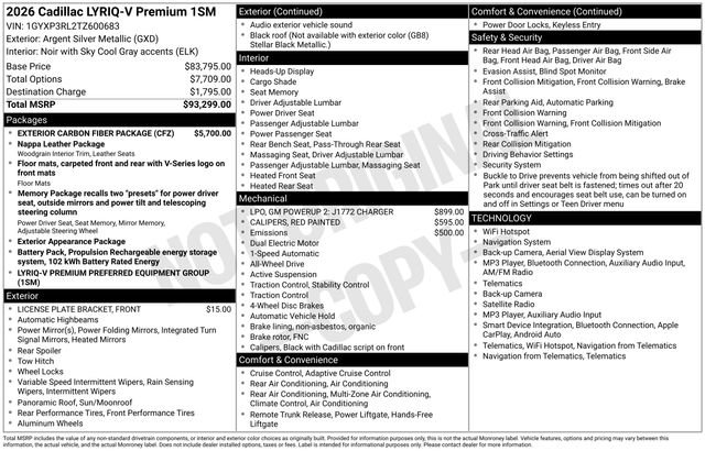 New 2026 Cadillac Lyriq V w/ Exterior Carbon Fiber Package AWD/4WD image 28