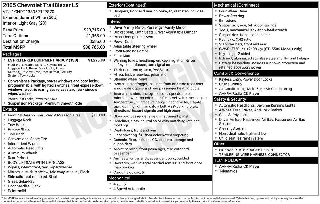 Used 2005 Chevrolet TrailBlazer LS w/ LS Preferred Equipment Group AWD/4WD image 5
