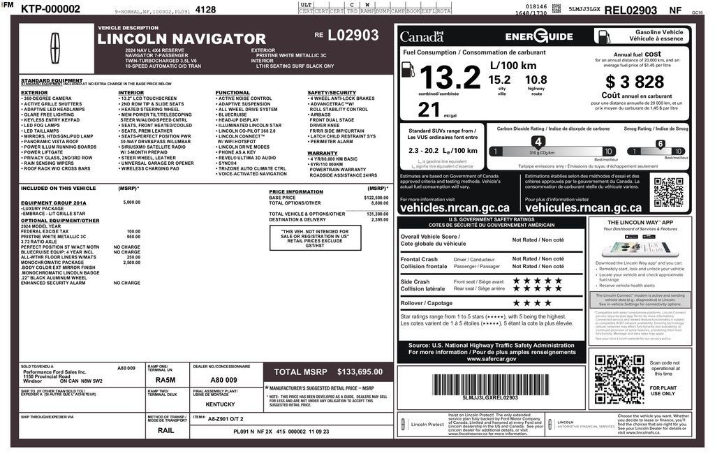 Used 2024 Lincoln Navigator L Reserve w/ Equipment Group 201A AWD/4WD image 3