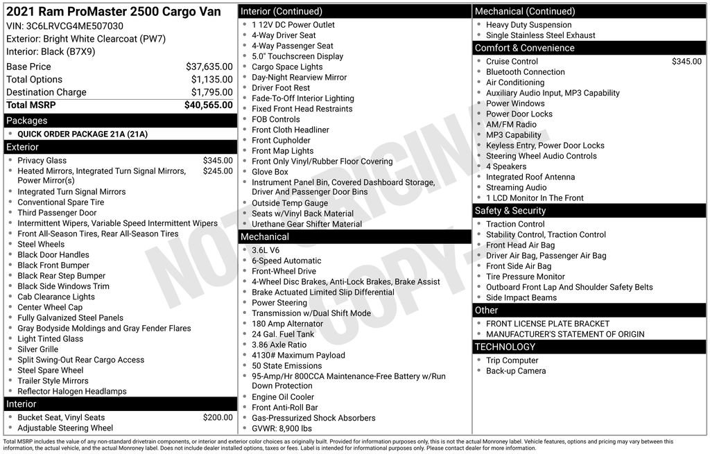 Used 2021 RAM ProMaster 2500