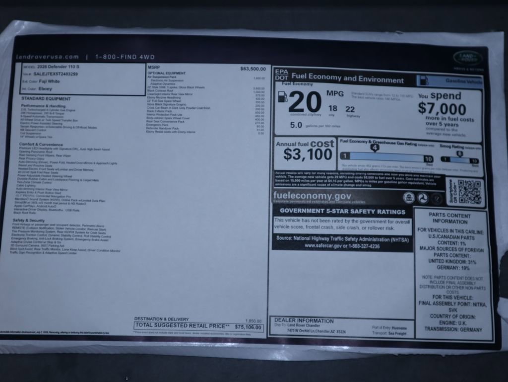 New 2026 Land Rover Defender 110 S image 9