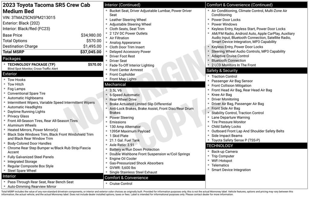 Used 2023 Toyota Tacoma SR5 w/ Technology Package RWD image 6