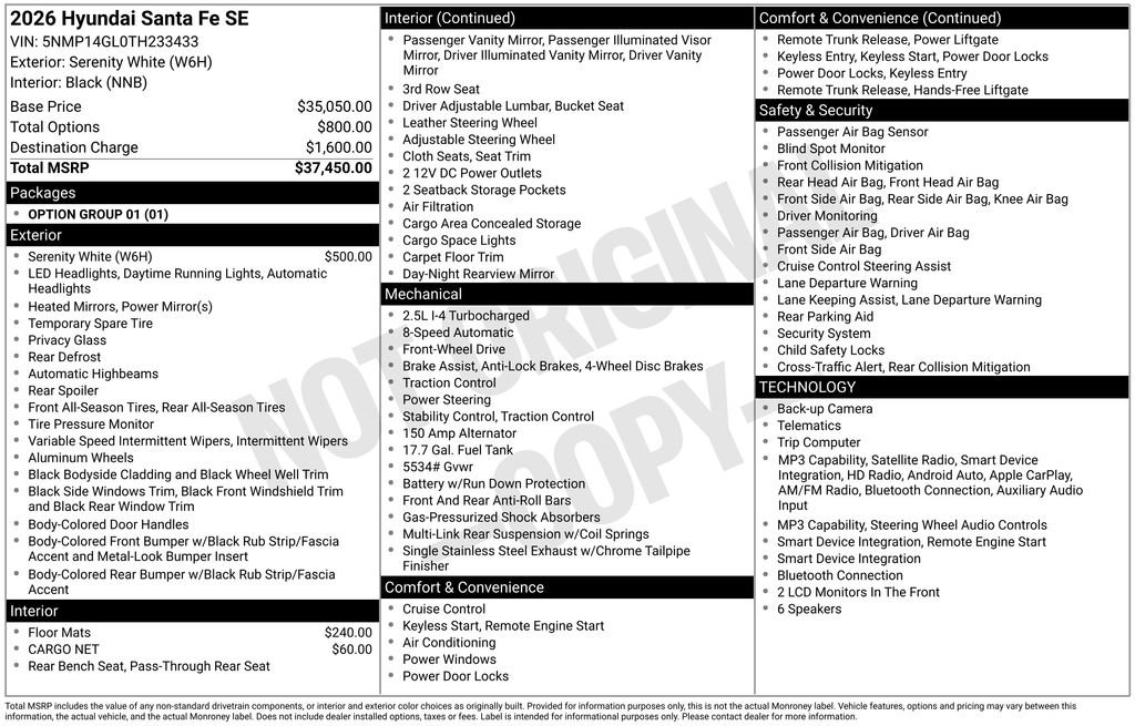 New 2026 Hyundai Santa Fe SE FWD image 35