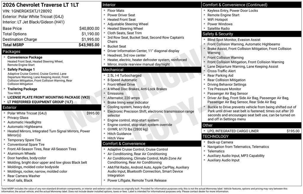 New 2026 Chevrolet Traverse LT image 23