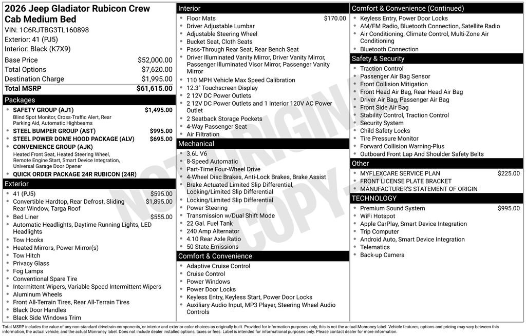 New 2026 Jeep Gladiator Rubicon w/ Safety Group image 6