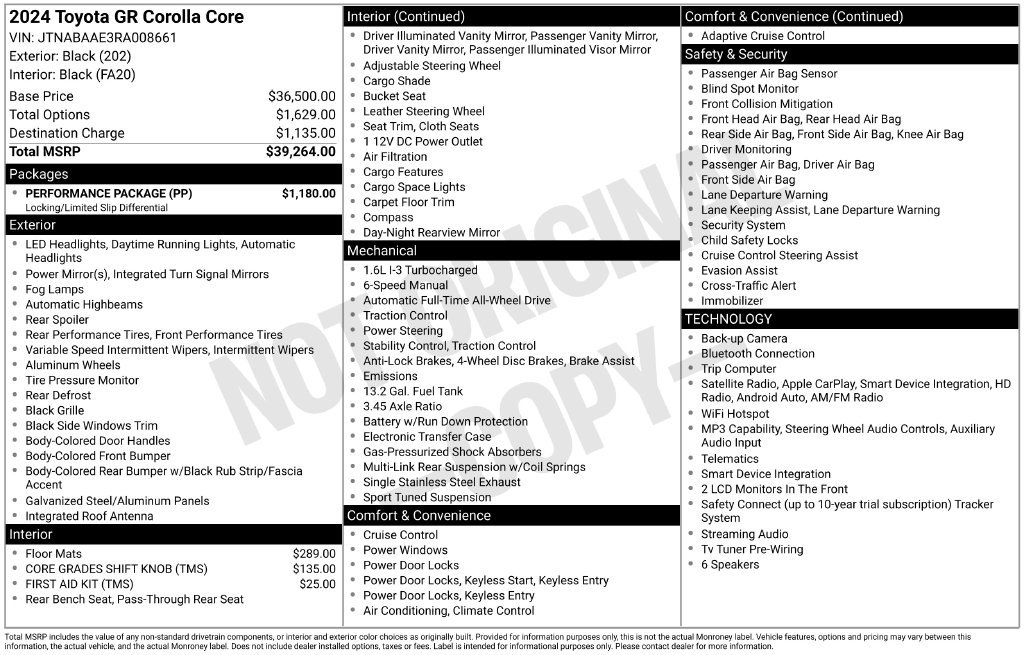 Used 2024 Toyota Corolla GR w/ Performance Package AWD/4WD image 5