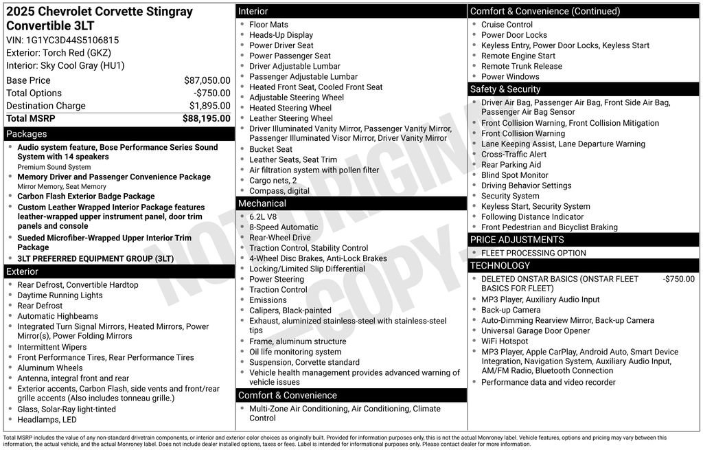 Certified 2025 Chevrolet Corvette Stingray Premium Conv w/ 3LT RWD image 26