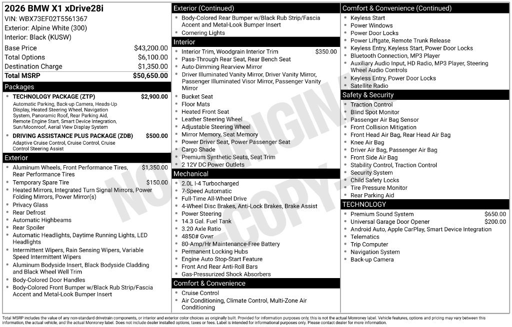Used 2026 BMW X1 xDrive28i w/ Technology Package AWD/4WD image 6