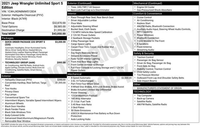 Used 2021 Jeep Wrangler Unlimited Sport image 30